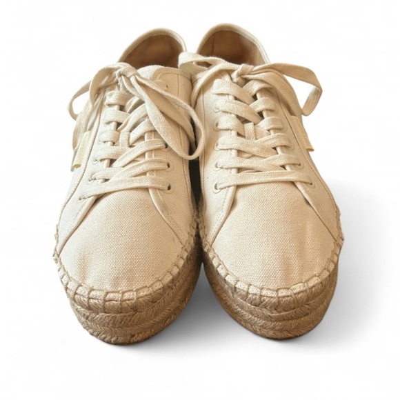 Tory Burch Cream Canvas Espadrille Sneakers Size US 10 - Picture 2 of 6